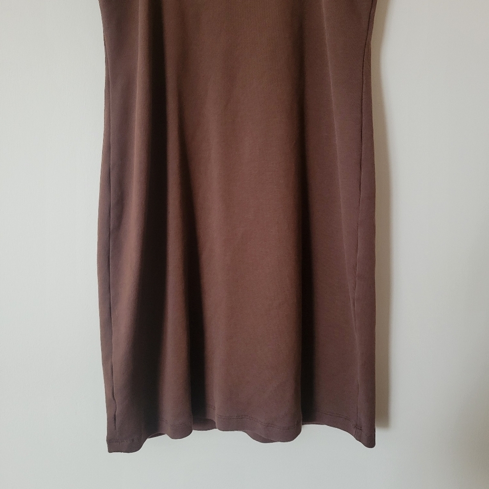 AYR Women's Brown High Neck Bodycon Spaghetti Strap Summer Mini Dress Size Small - Picture 6 of 7